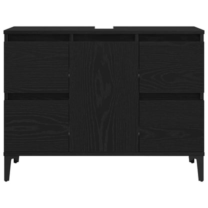 Set di mobili per il bagno Montaggio a parete 3 pcs Rovere Nero | homemem39