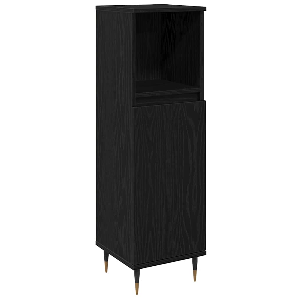 Set di mobili per il bagno 3 pz Rovere Nero 30 x 30 x 190 cm | homemem39
