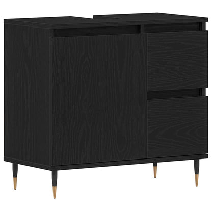 Set di mobili per il bagno 3 pz Rovere Nero 30 x 30 x 190 cm | homemem39