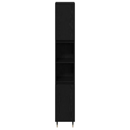 Set di mobili per il bagno 3 pz Rovere Nero 30 x 30 x 190 cm | homemem39