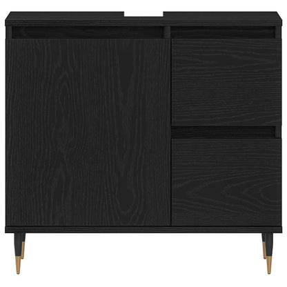 Set di mobili per il bagno 3 pz Rovere Nero 30 x 30 x 190 cm | homemem39