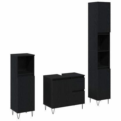 Set di mobili per il bagno 3 pcs Rovere Nero 30 x 30 x 190 cm | homemem39