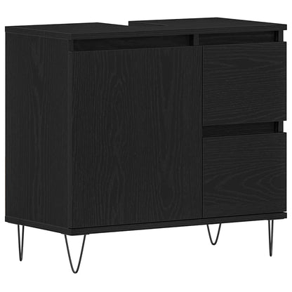 Set di mobili per il bagno 3 pcs Rovere Nero 30 x 30 x 190 cm | homemem39