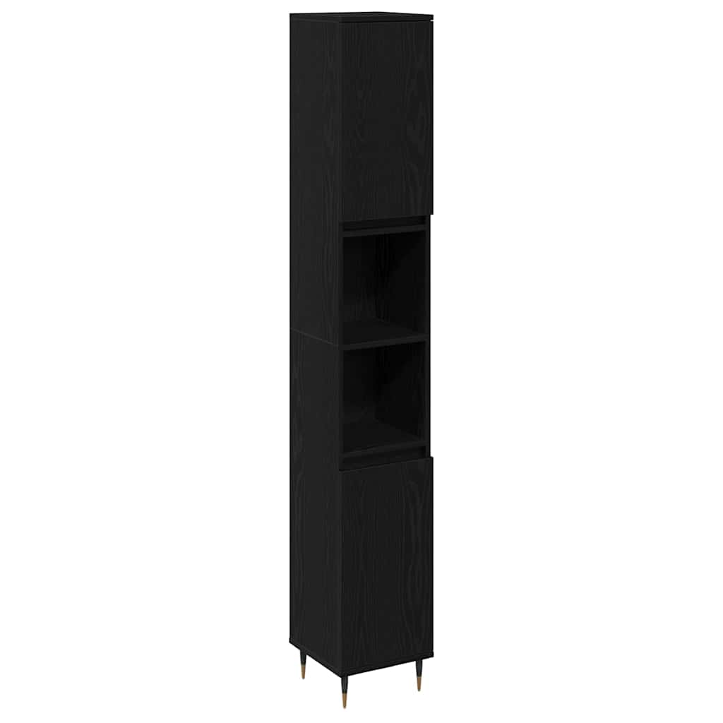 Set di mobili per il bagno 3 pcs Rovere Nero 30 x 30 x 190 cm | homemem39