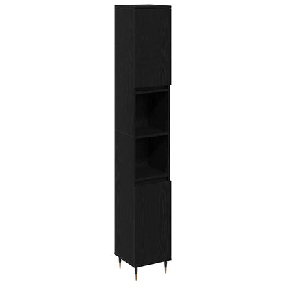 Set di mobili per il bagno 3 pcs Rovere Nero 30 x 30 x 190 cm | homemem39