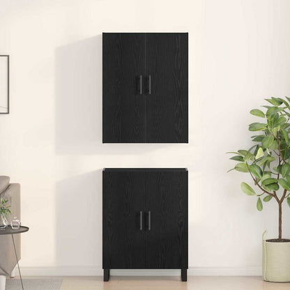 Credenza Montaggio a parete 2 pcs Rovere nero Legno multistrato - homemem39