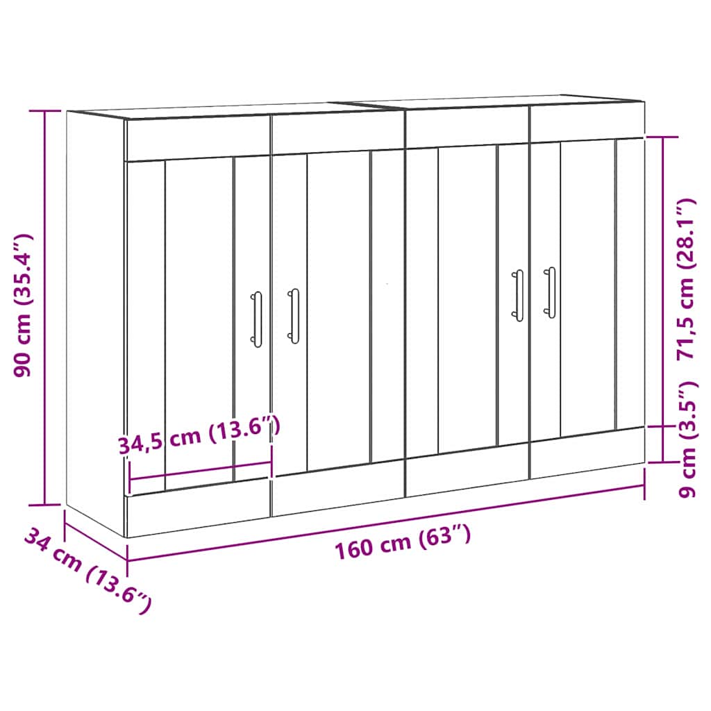 Armadietti a Muro 2 pcs Rovere nero 69,5 x 34 x 90 cm - homemem39