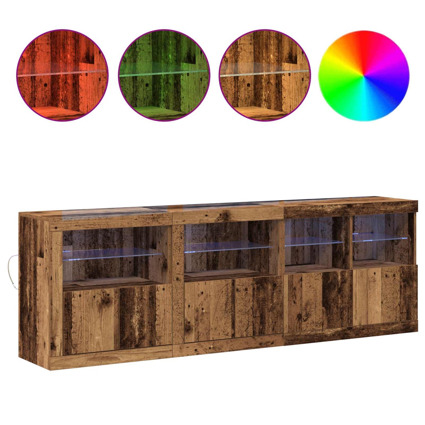 Madia LED Legno vecchio 202 x 37 x 67 cm Legno multistrato | homemem39