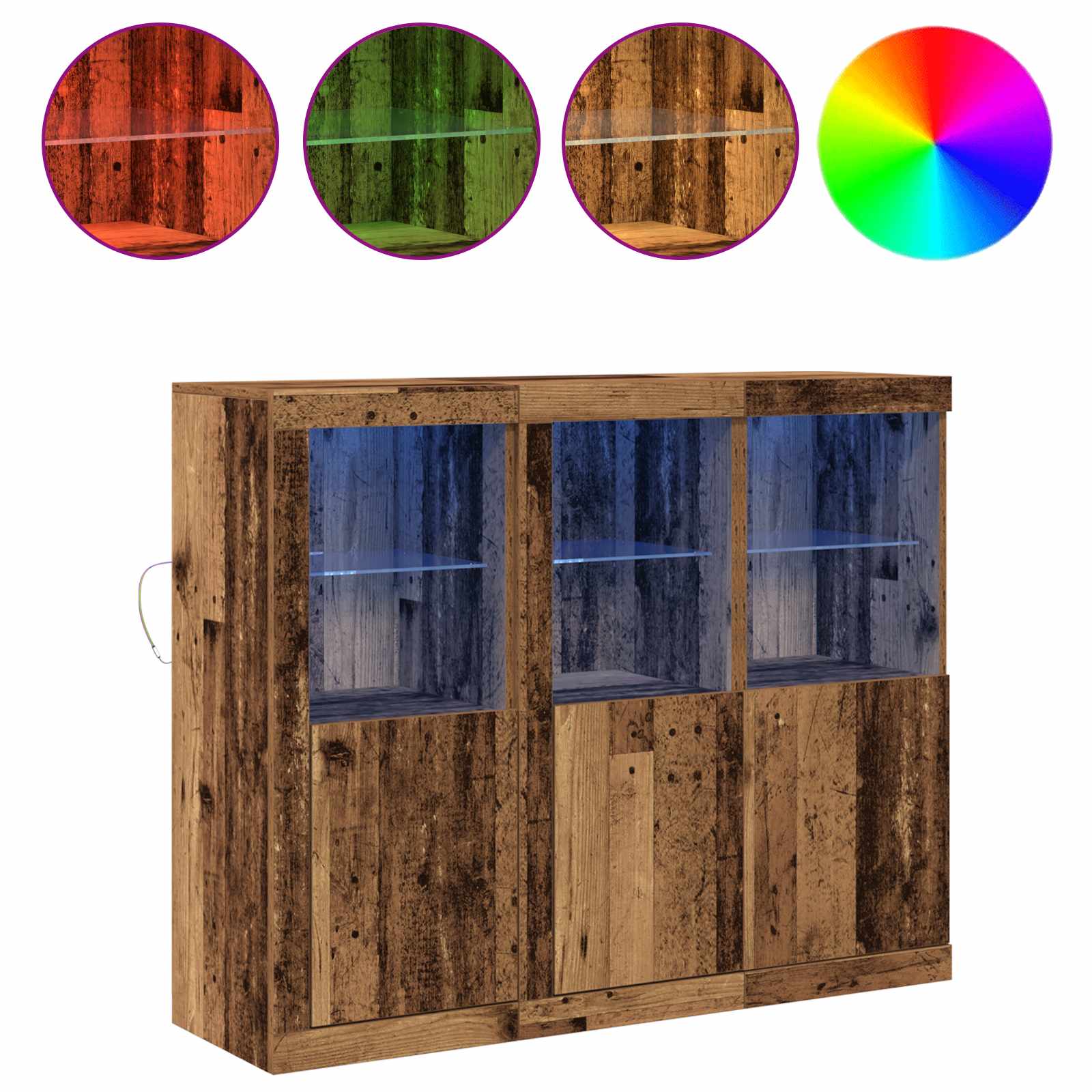 Madia LED 3 pcs Legno vecchio 123 x 37 x 100 cm | homemem39