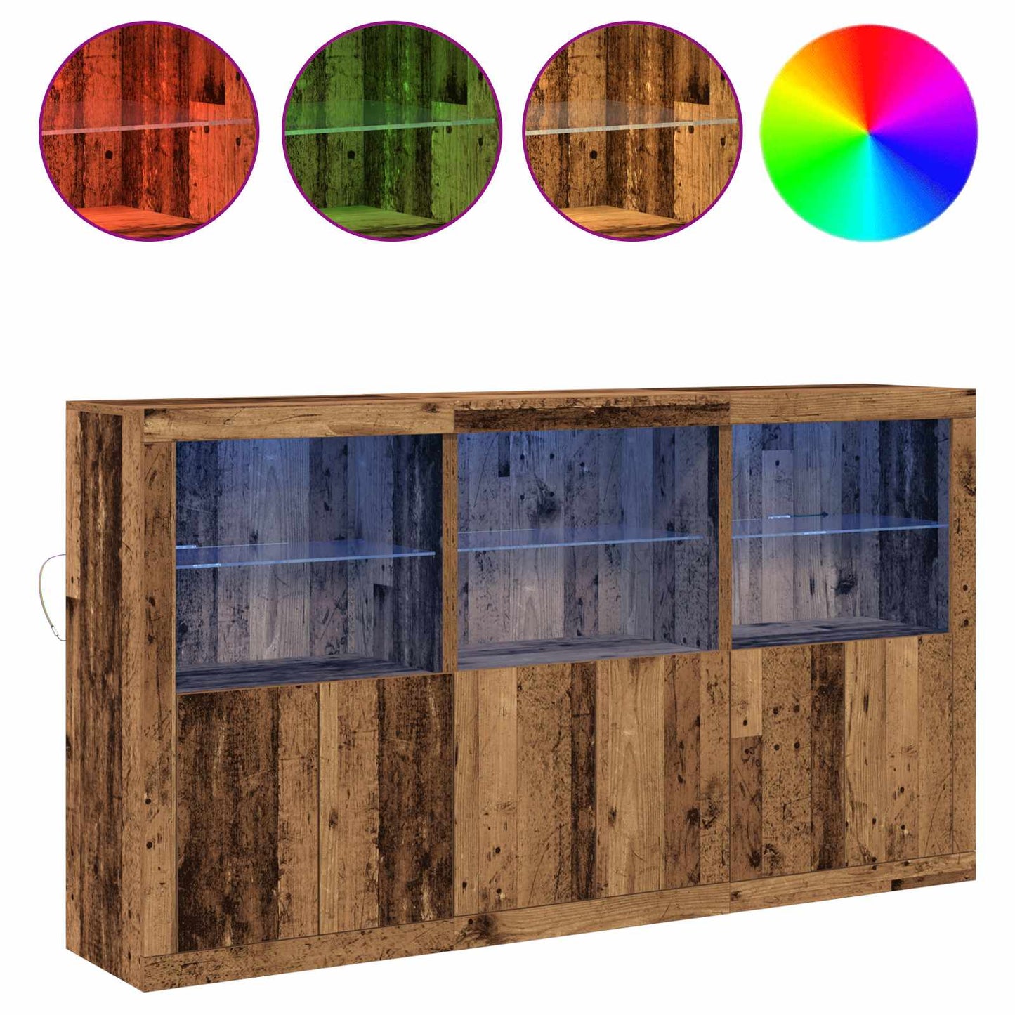 Madia LED Legno vecchio 181,5 x 37 x 100 cm Legno multistrato | homemem39