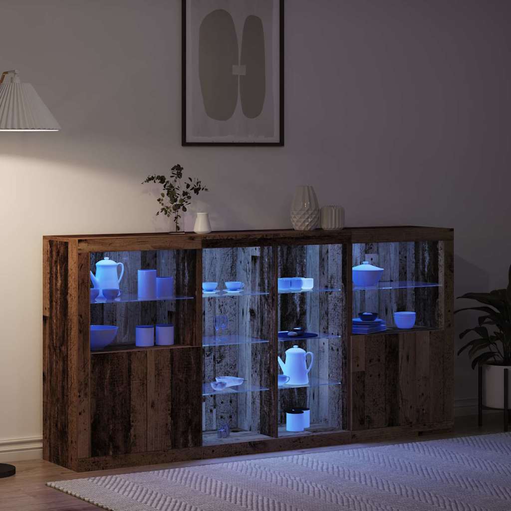 Credenza 3 pcs Legno vecchio 202 x 37 x 100 cm - homemem39