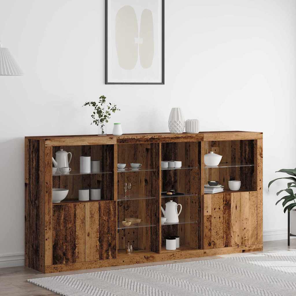 Credenza 3 pcs Legno vecchio 202 x 37 x 100 cm - homemem39