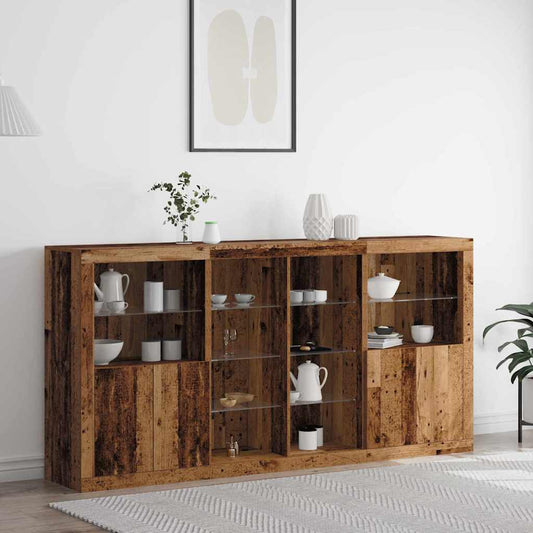 Credenza 3 pcs Legno vecchio 202 x 37 x 100 cm - homemem39