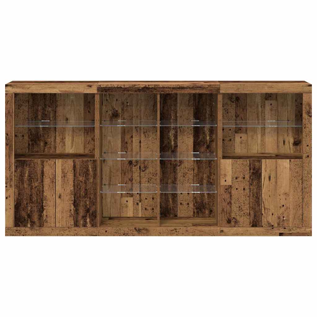 Credenza 3 pcs Legno vecchio 202 x 37 x 100 cm - homemem39