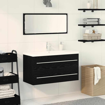 Armadio per Lavabo da Bagno con cassetto 3 pcs Rovere Nero | homemem39