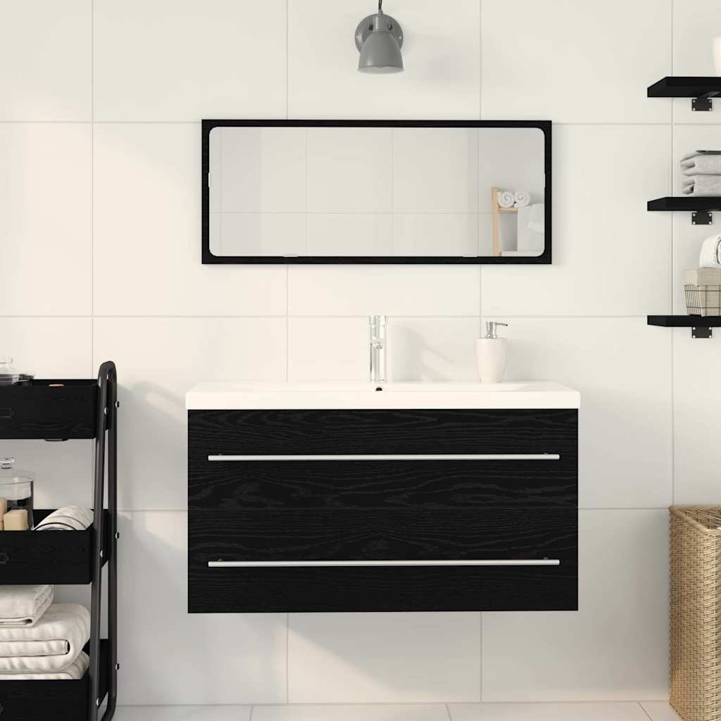 Armadio per Lavabo da Bagno con cassetto 3 pcs Rovere Nero | homemem39