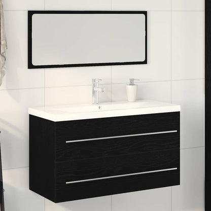 Armadio per Lavabo da Bagno con cassetto 3 pcs Rovere Nero | homemem39