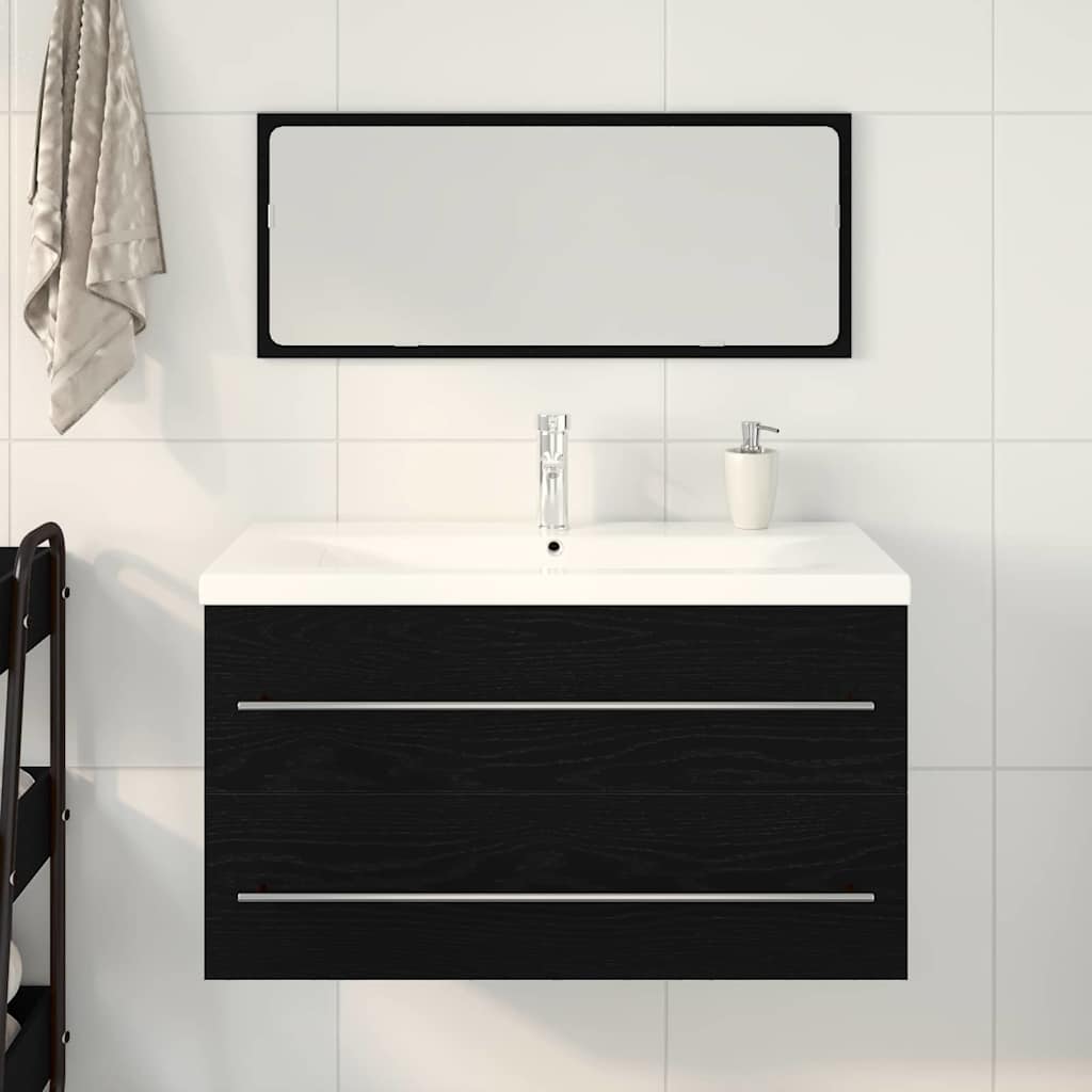 Armadio per Lavabo da Bagno con cassetto 3 pcs Rovere Nero | homemem39