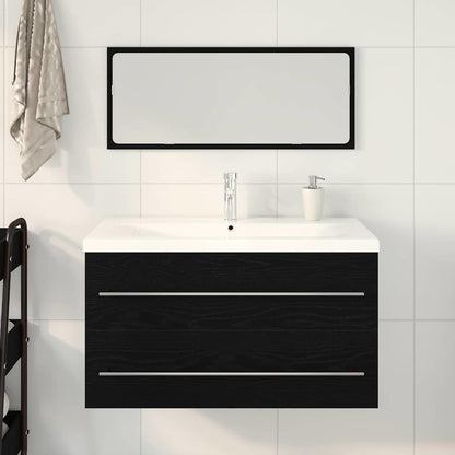 Armadio per Lavabo da Bagno con cassetto 3 pcs Rovere Nero | homemem39