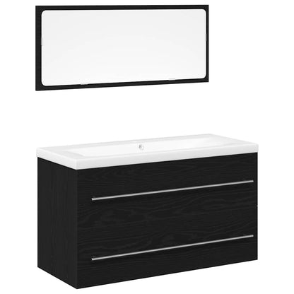 Armadio per Lavabo da Bagno con cassetto 3 pcs Rovere Nero | homemem39