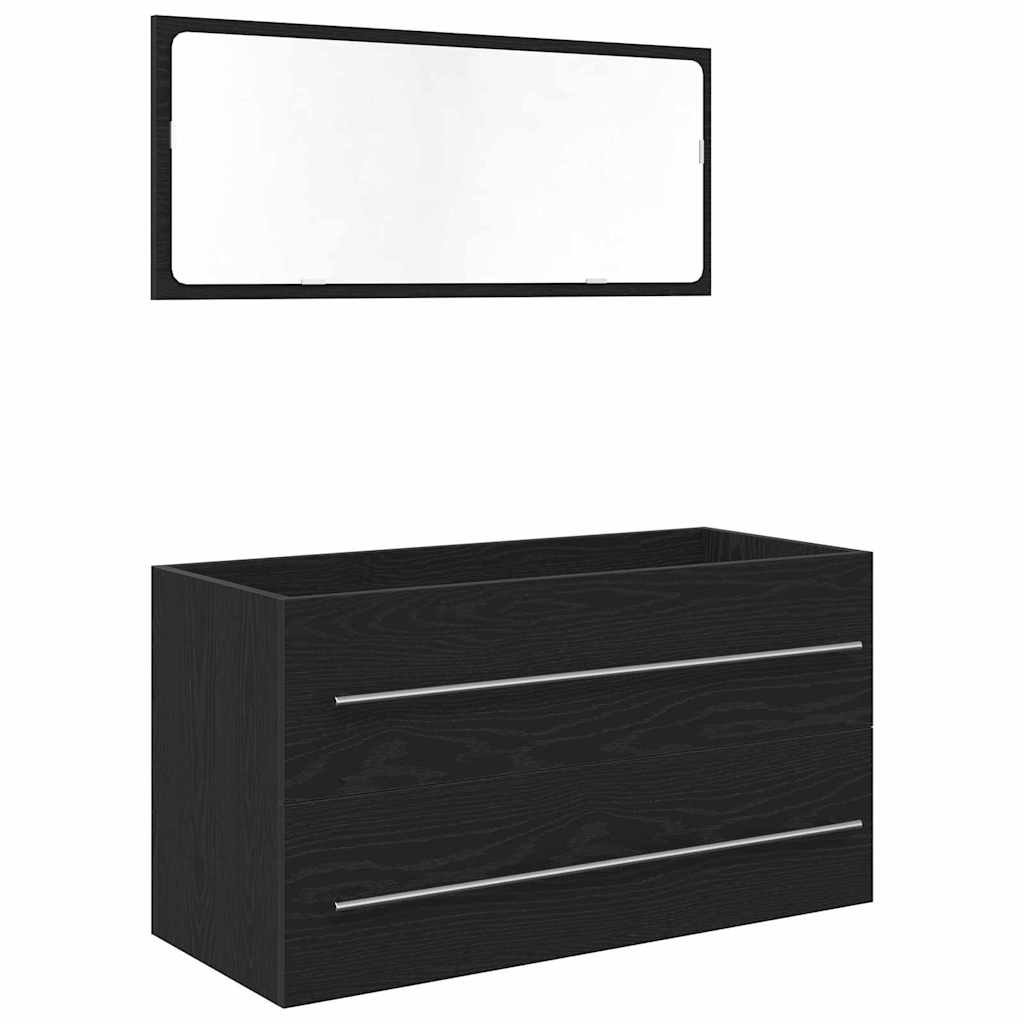 Armadio per Lavabo da Bagno con cassetto 3 pcs Rovere Nero | homemem39