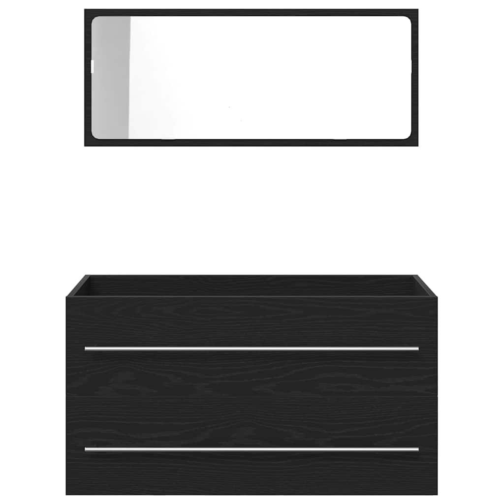 Armadio per Lavabo da Bagno con cassetto 3 pcs Rovere Nero | homemem39