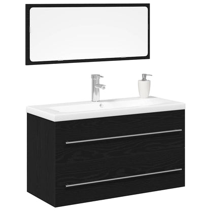 Armadio per Lavabo da Bagno con cassetto 3 pcs Rovere Nero | homemem39