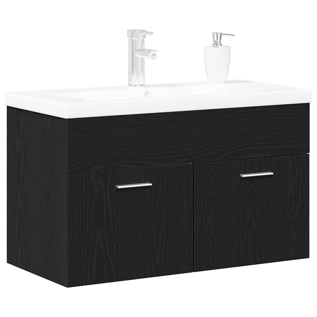 Mobile da Bagno Rovere Nero 90 x 38,5 x 46 cm Legno multistrato | homemem39