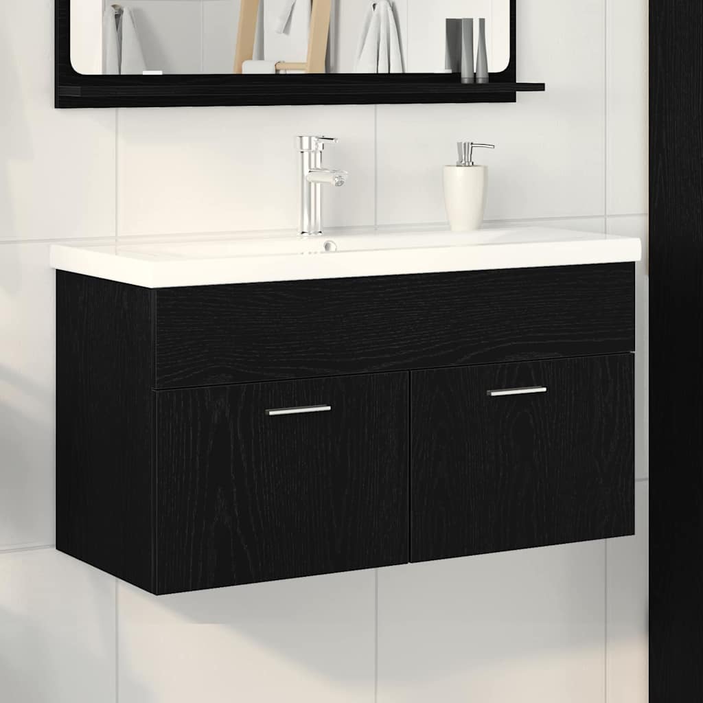 Mobile da Bagno Rovere Nero 90 x 38,5 x 46 cm Legno multistrato | homemem39