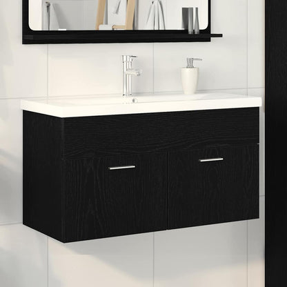 Mobile da Bagno Rovere Nero 90 x 38,5 x 46 cm Legno multistrato | homemem39