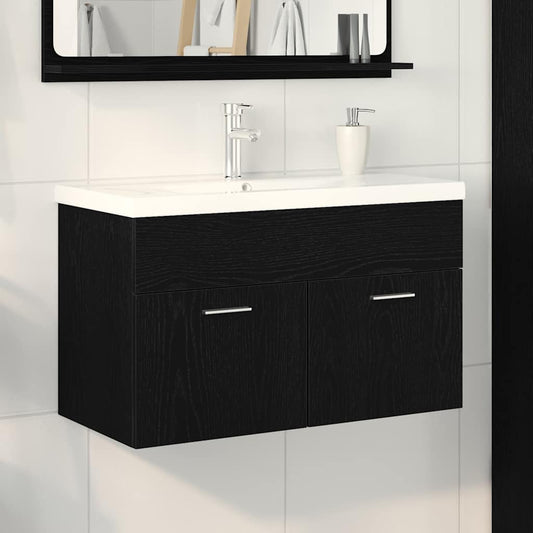 Mobile da Bagno Rovere Nero 80 x 38,5 x 46 cm Legno multistrato | homemem39