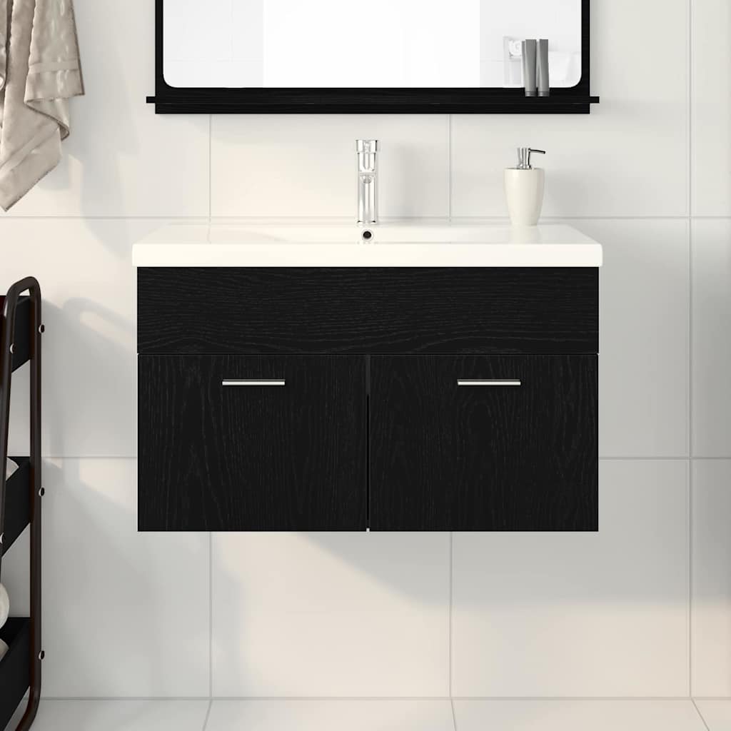 Mobile da Bagno Rovere Nero 80 x 38,5 x 46 cm Legno multistrato | homemem39