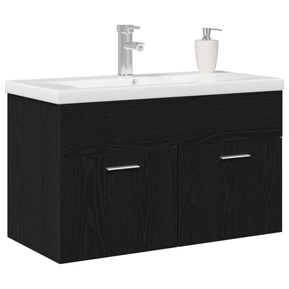 Mobile da Bagno Rovere Nero 80 x 38,5 x 46 cm Legno multistrato | homemem39