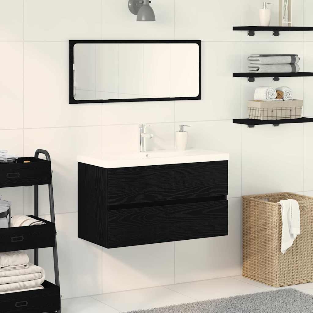 Armadio per Lavabo da Bagno Rovere Nero 80 x 39 x 62 cm | homemem39