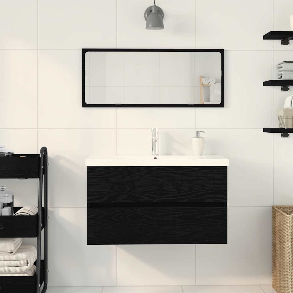Armadio per Lavabo da Bagno Rovere Nero 80 x 39 x 62 cm | homemem39
