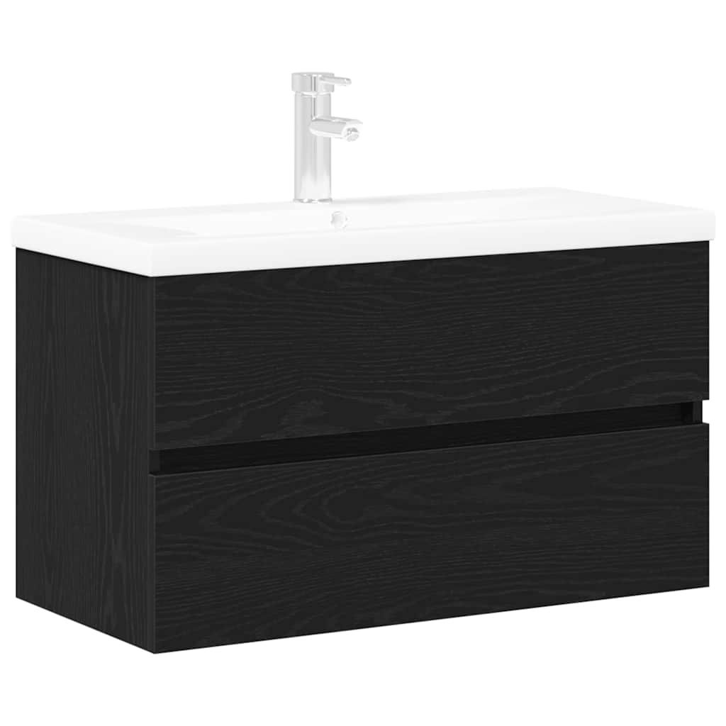 Armadio per Lavabo da Bagno Rovere Nero 80 x 39 x 62 cm | homemem39