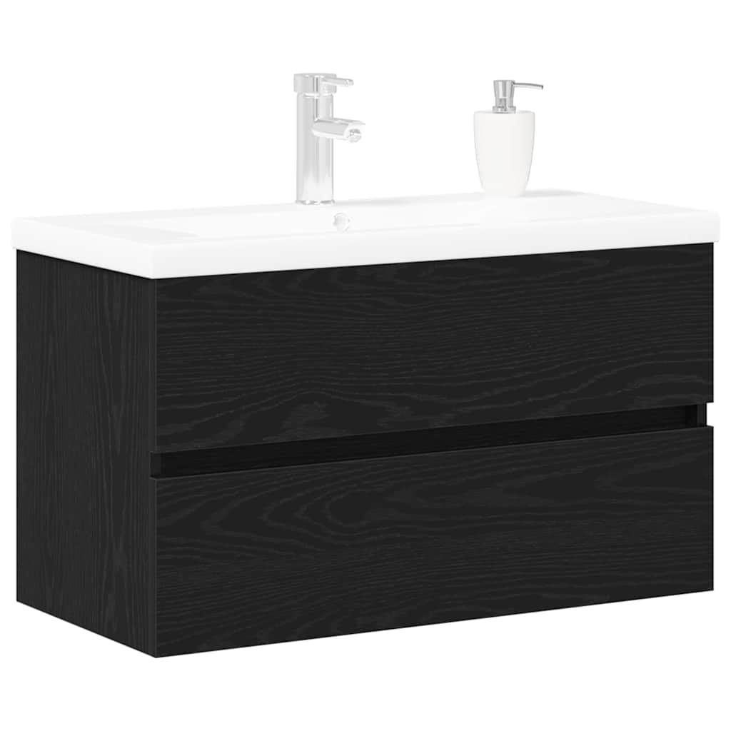 Armadio per Lavabo da Bagno Rovere Nero 80 x 39 x 62 cm | homemem39
