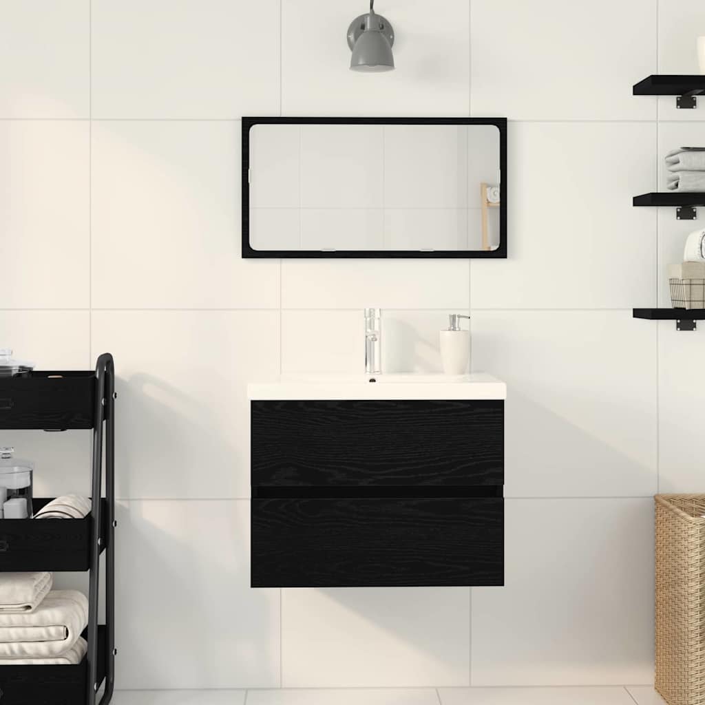 Armadio per Lavabo da Bagno Rovere Nero 60 x 39 x 62 cm | homemem39