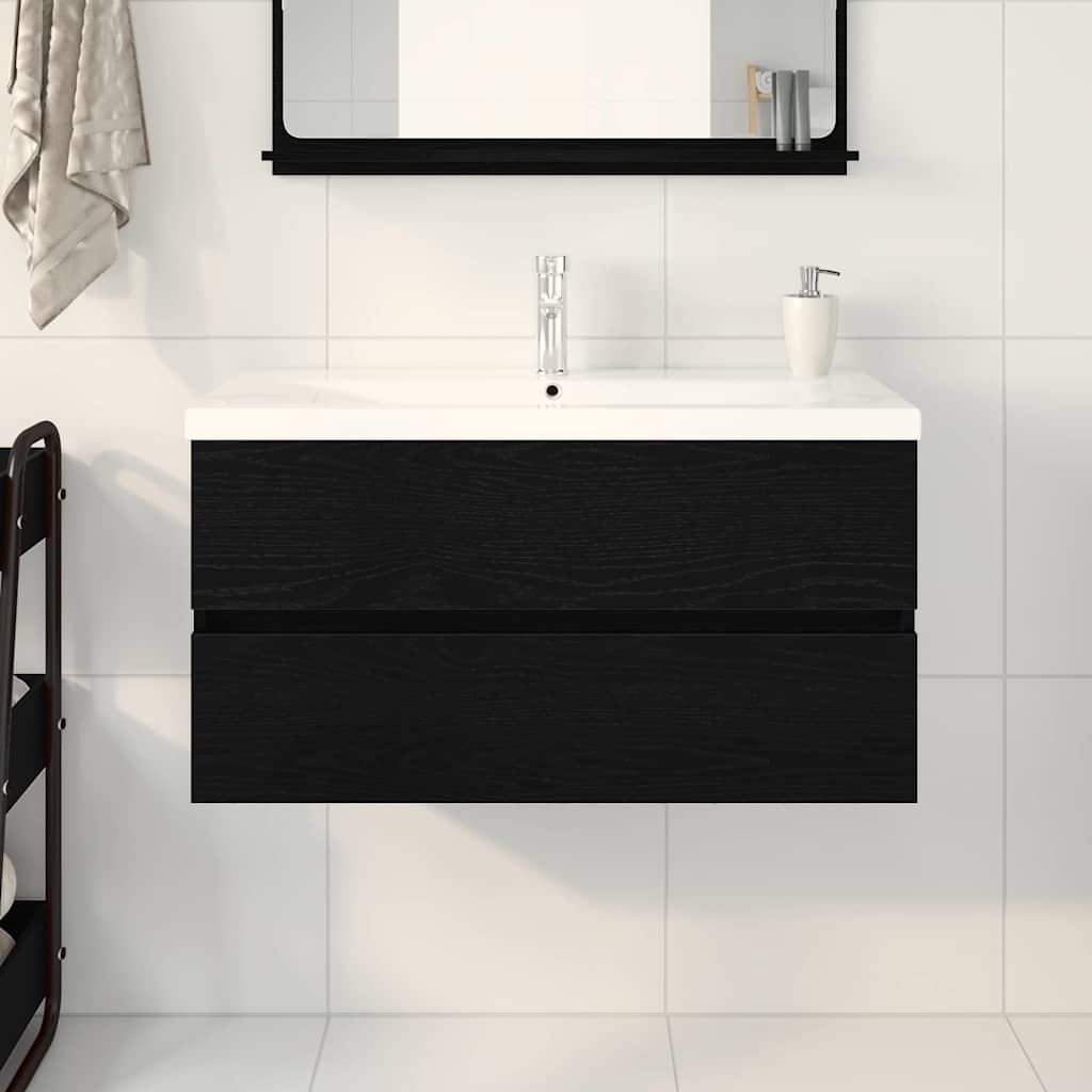 Armadio per Lavabo da Bagno Rovere Nero 90 x 39 x 62 cm | homemem39