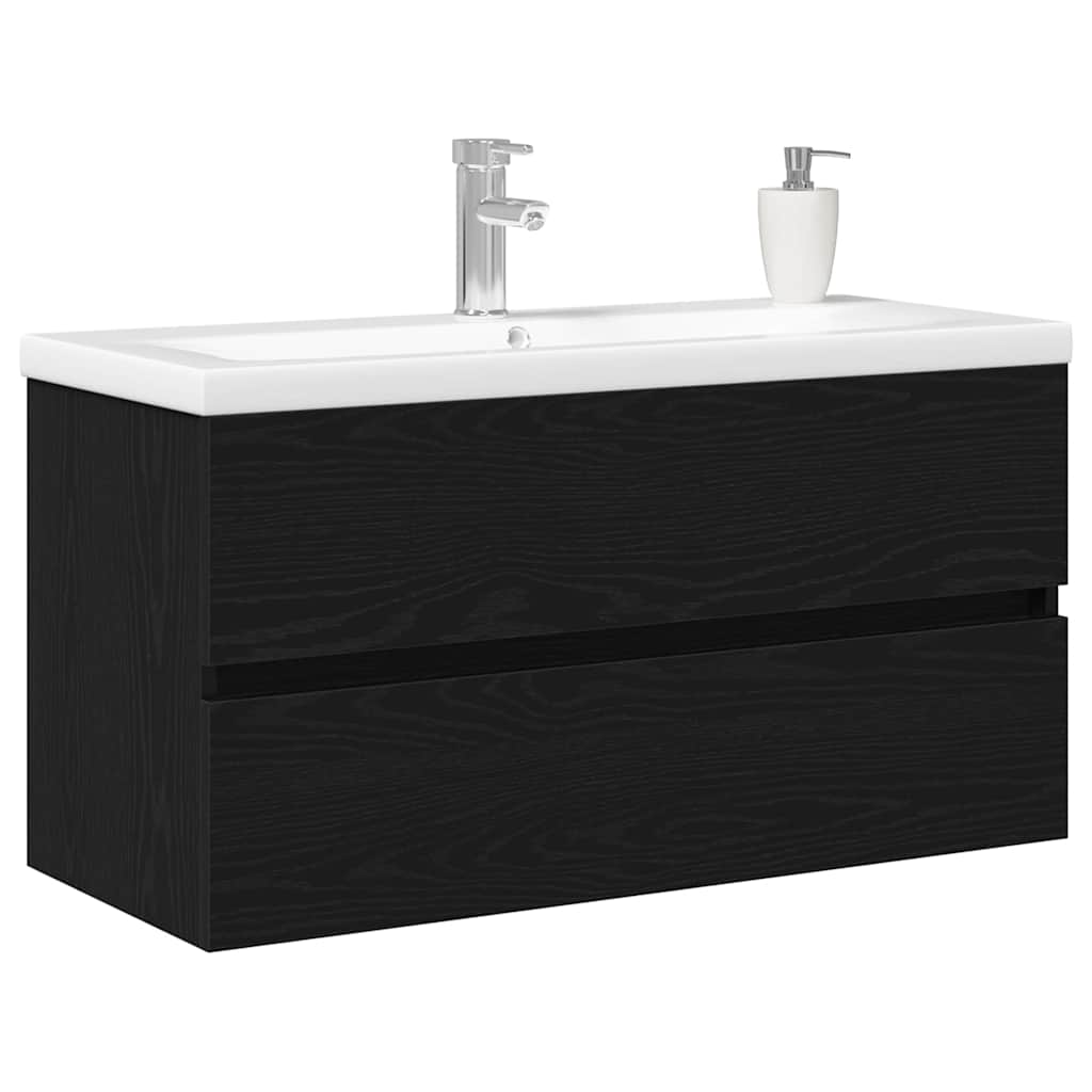 Armadio per Lavabo da Bagno Rovere Nero 90 x 39 x 62 cm | homemem39