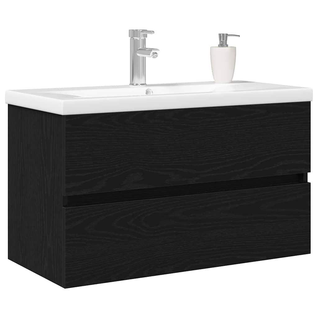 Armadio per Lavabo da Bagno Rovere Nero 80 x 39 x 62 cm | homemem39