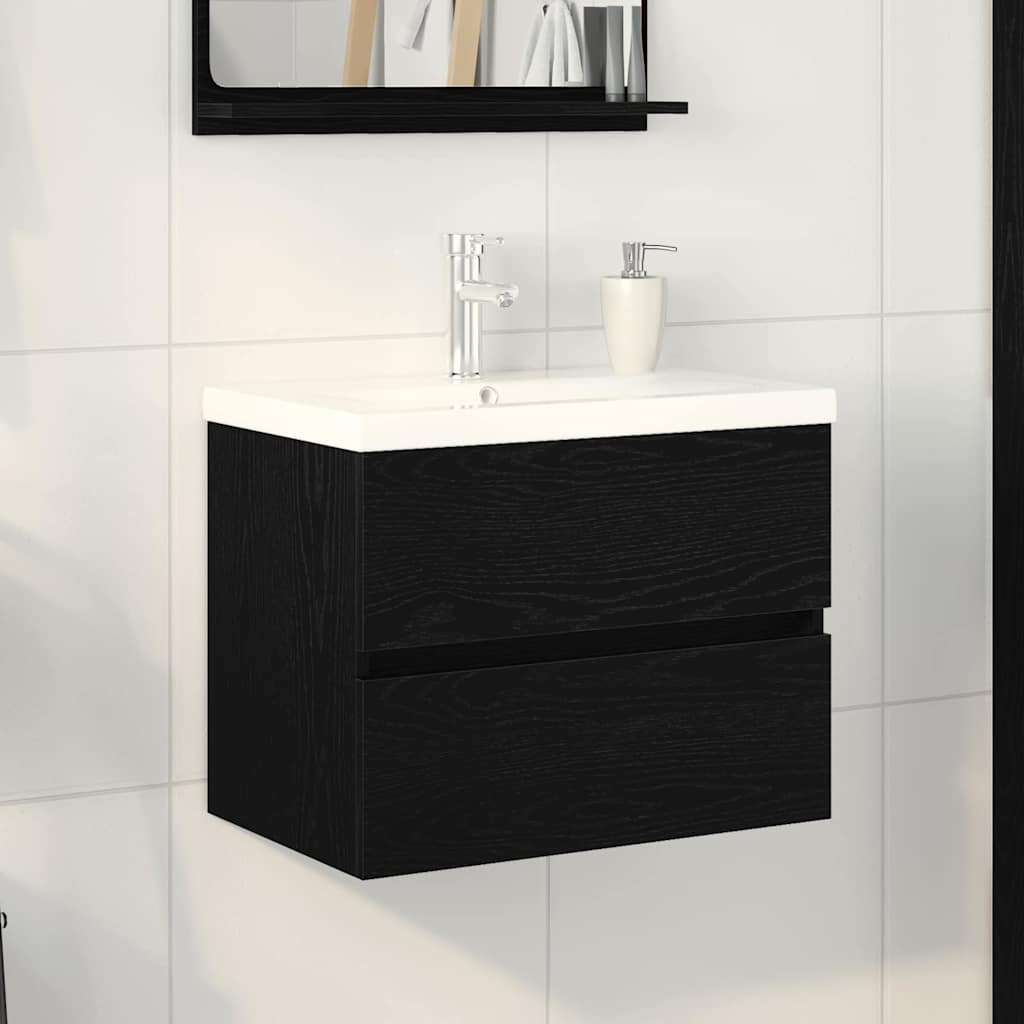 Armadio per Lavabo da Bagno Rovere Nero 60 x 39 x 62 cm | homemem39