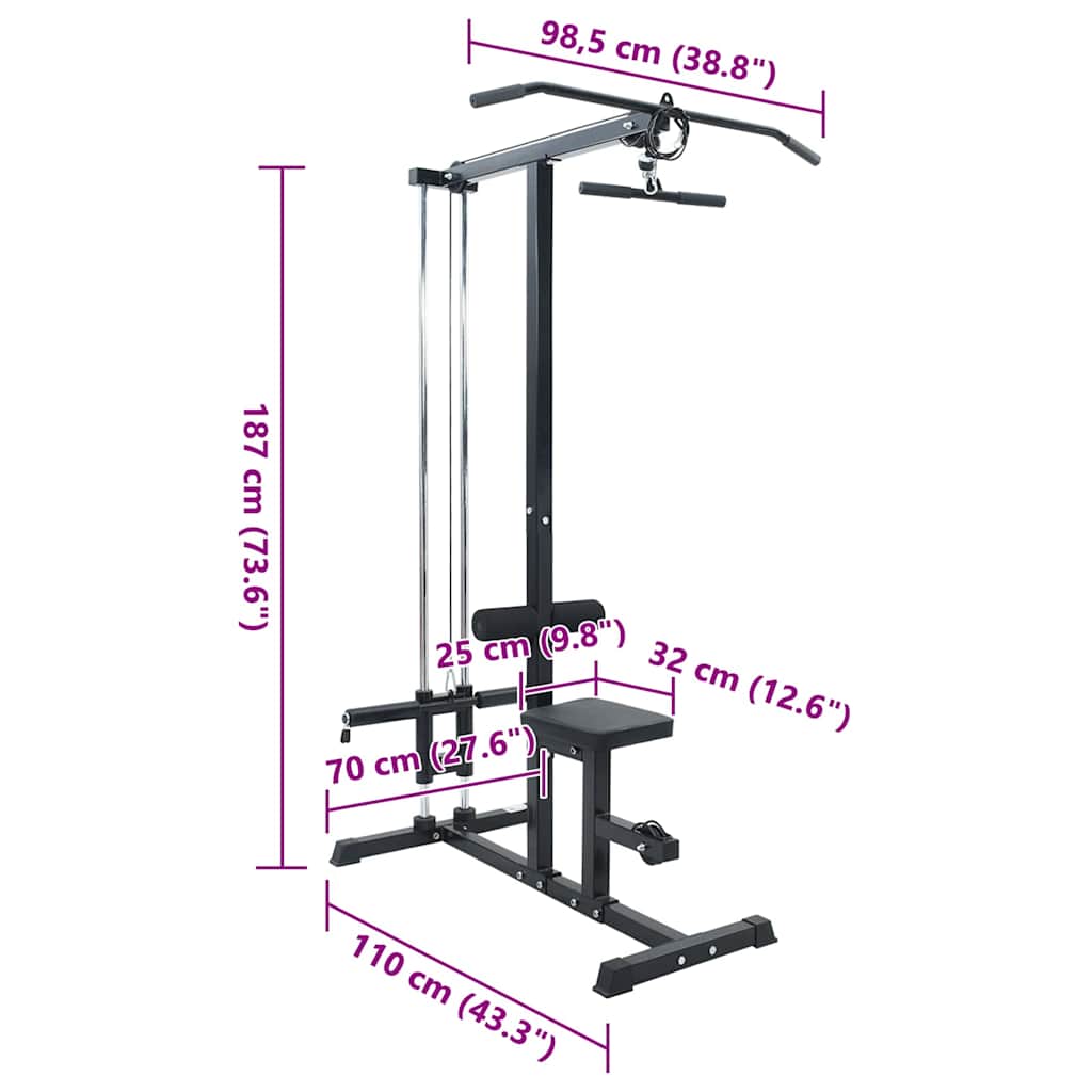 Lat machine Nero 110 x 70 x 187 cm Acciaio Verniciato a Polvere