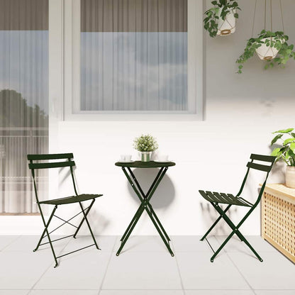 Sedia Pieghevole da Giardino 2 pcs Verde 42 x 46 x 82cm Acciaio