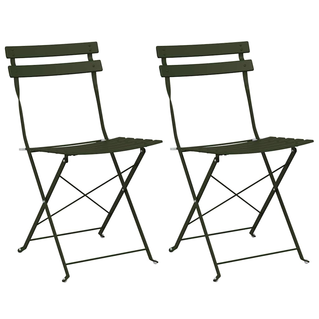 Sedia Pieghevole da Giardino 2 pcs Verde 42 x 46 x 82cm Acciaio