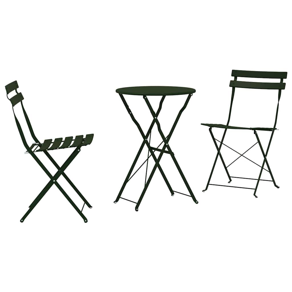 Set Bistro Pieghevole 3 pcs Verde scuro Acciaio - homemem39