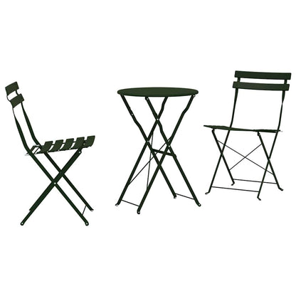 Set Bistro Pieghevole 3 pcs Verde scuro Acciaio - homemem39