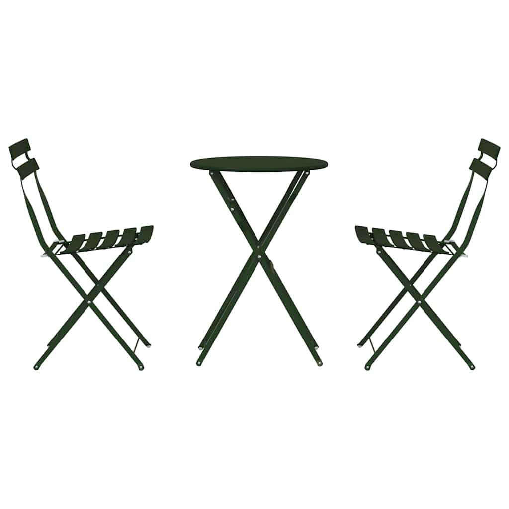Set Bistro Pieghevole 3 pcs Verde scuro Acciaio - homemem39