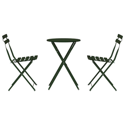 Set Bistro Pieghevole 3 pcs Verde scuro Acciaio - homemem39