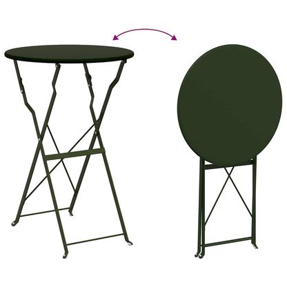 Set Bistro Pieghevole 3 pcs Verde scuro Acciaio - homemem39